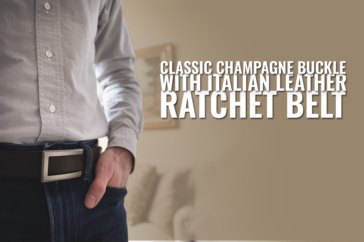 Classic Champagne Buckle Ratchet belt