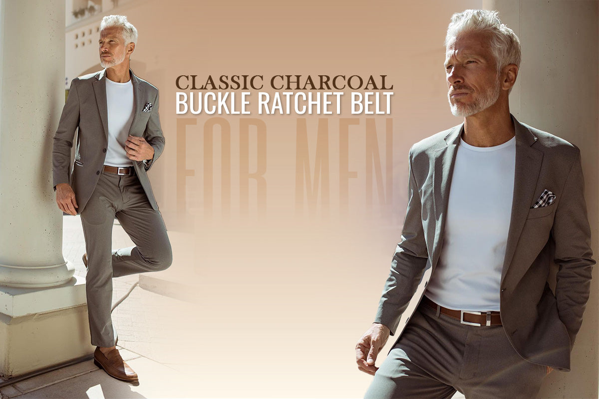 Classic Charcoal Buckle Ratchet Belt