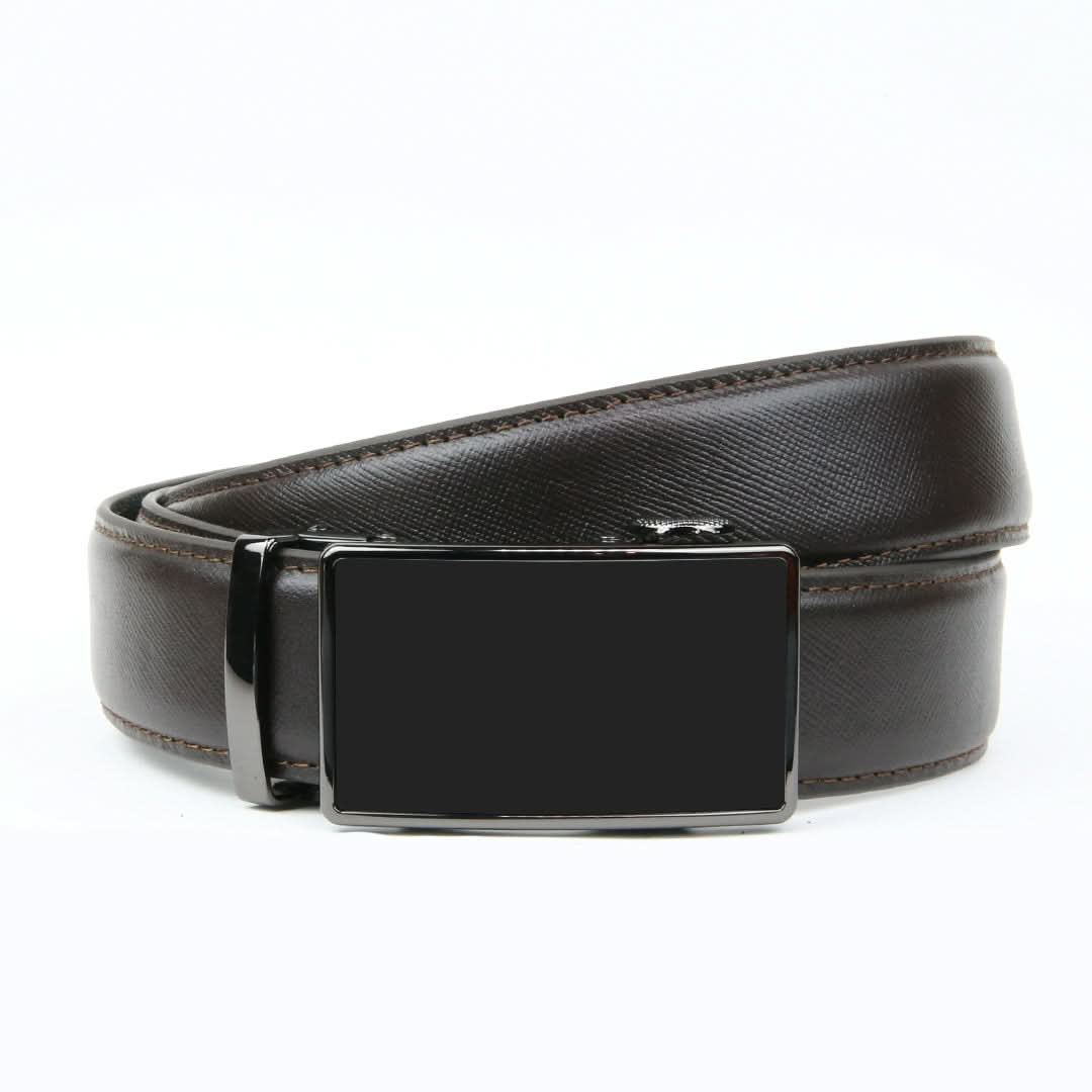 Battleship Buckle with Italian Leather Ratchet Belt