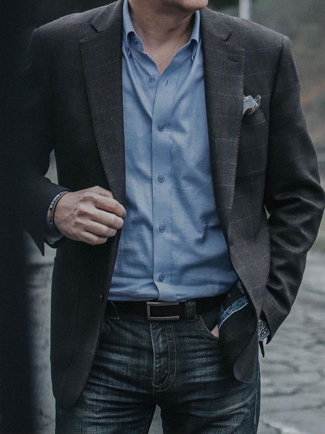 Classic Charcoal Buckle with Italian Leather Ratchet Belt